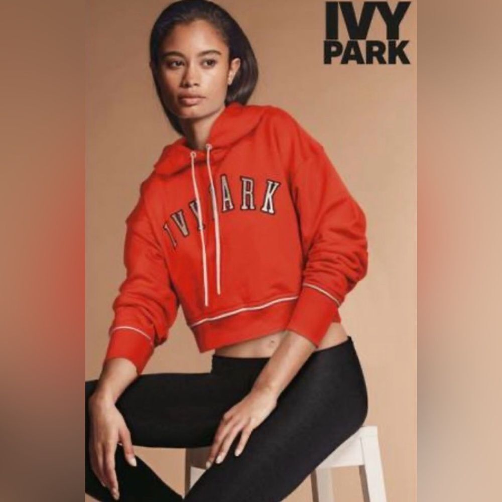 IVY PARK Bold Red Baseball Cropped Hoodie XL